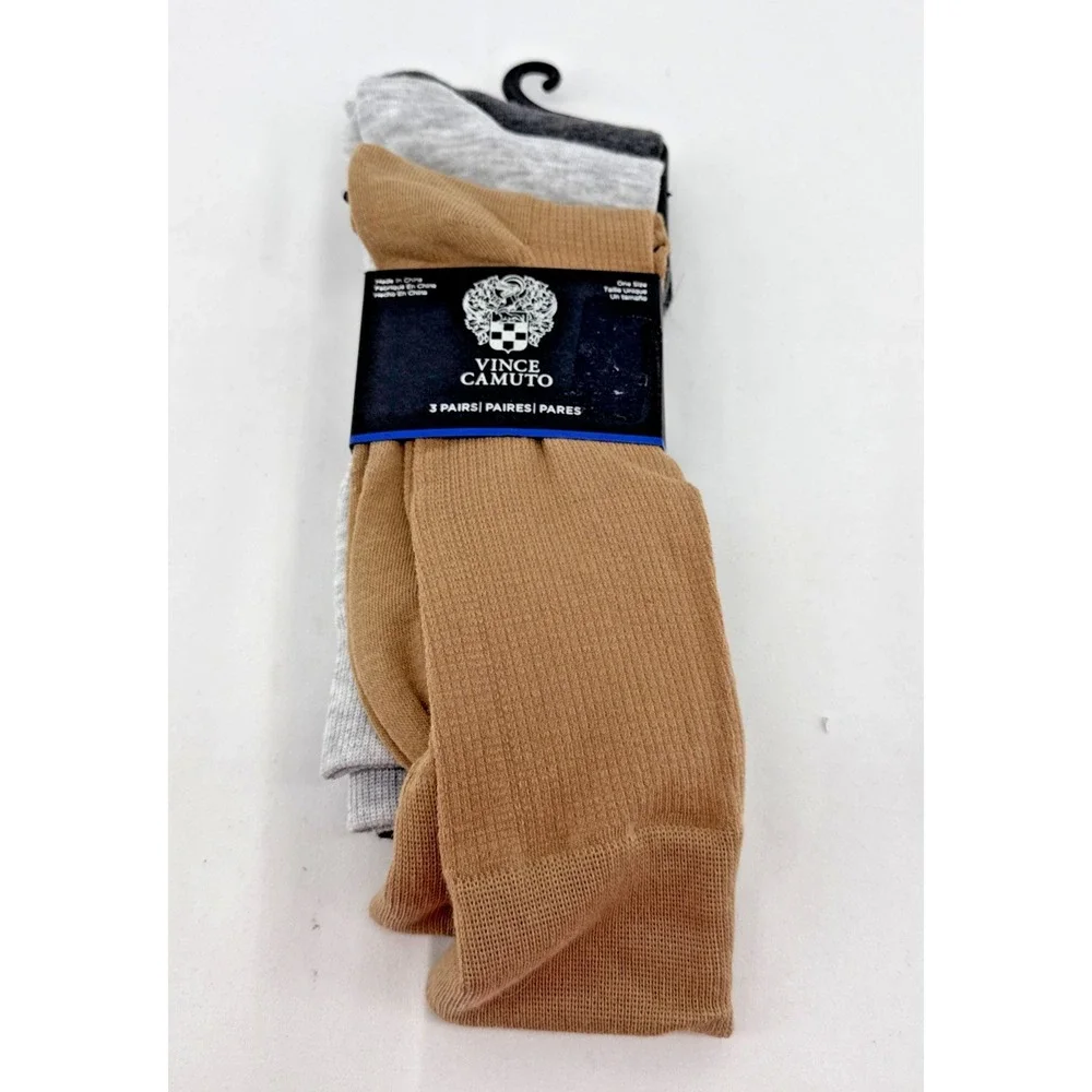 Vince Camuto Men's Crew Socks One Size 3 Pack Tan Gray Charcoal Business Casual